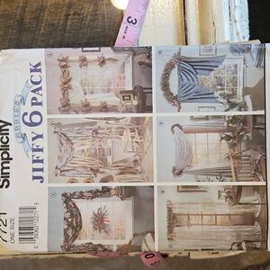 Simplicity Jiffy 6 Pack 7721 Pattern Curtains Drapery Window Topper Treatments